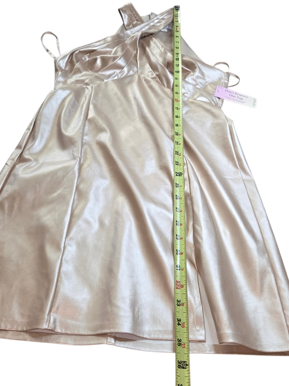 VENUS Metallic Gold Twist Halter Midi Dress - Picture 9 of 10